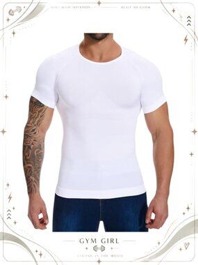 Mens Compression Shirt Slimming Body Shaper Undershirt Nylon Spandex